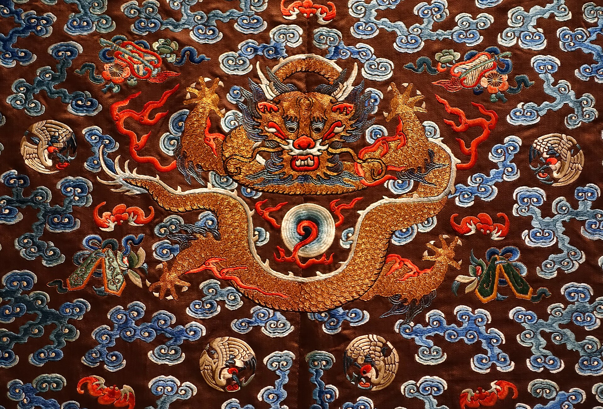 Court robe with nine dragons — gold thread detail — QI MODA gallery